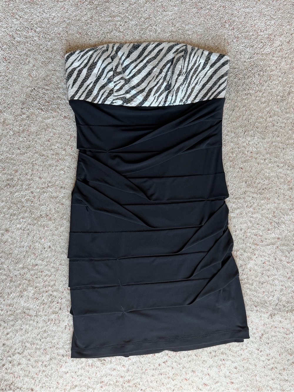 City Studio Strapless Black Dress with Zebra Bandeau